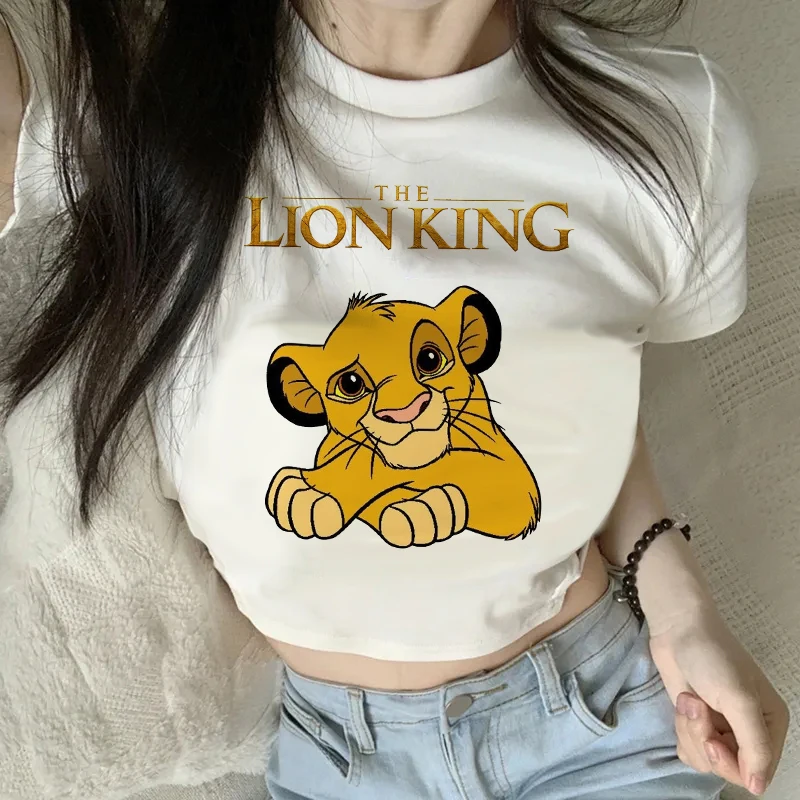 Y2k 90s Kaos Oblong Anime Jepang Hakuna Matata kaos Disney The Lion King Kaos Oblong potongan pendek Wanita Atasan Kaos Oblong pakaian
