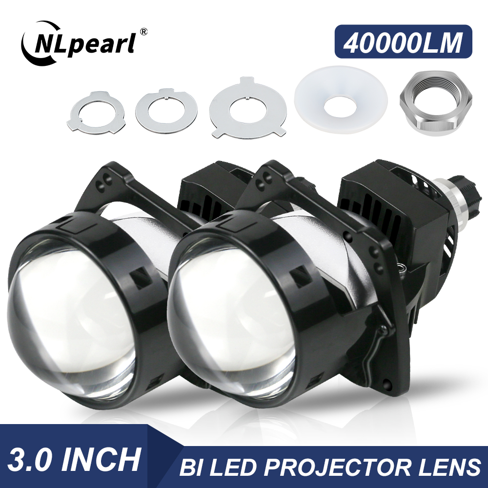 Nlpearl 3.0 polegadas bi led lentes do projetor farol do carro 40000lm h4 h7 9005 9006 luzes altas baixas universal farol do carro retrofit