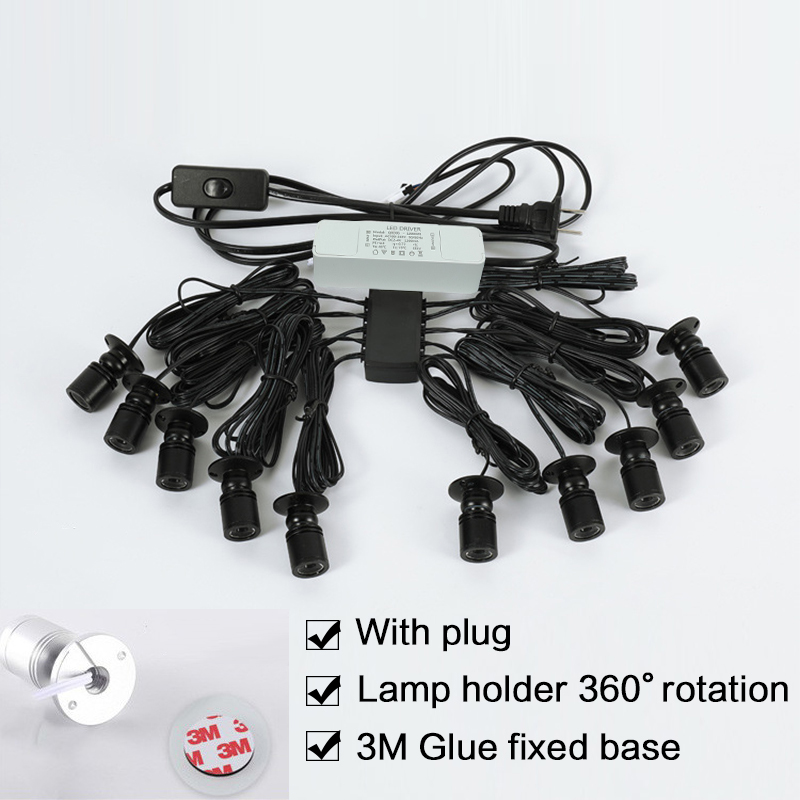 Luces LED con enchufe para gabinete, luz empotrada para modelo de exhibición, mostrador, vino, Kit de garaje, escaparate, estante, Mini foco de luz AC85-265V