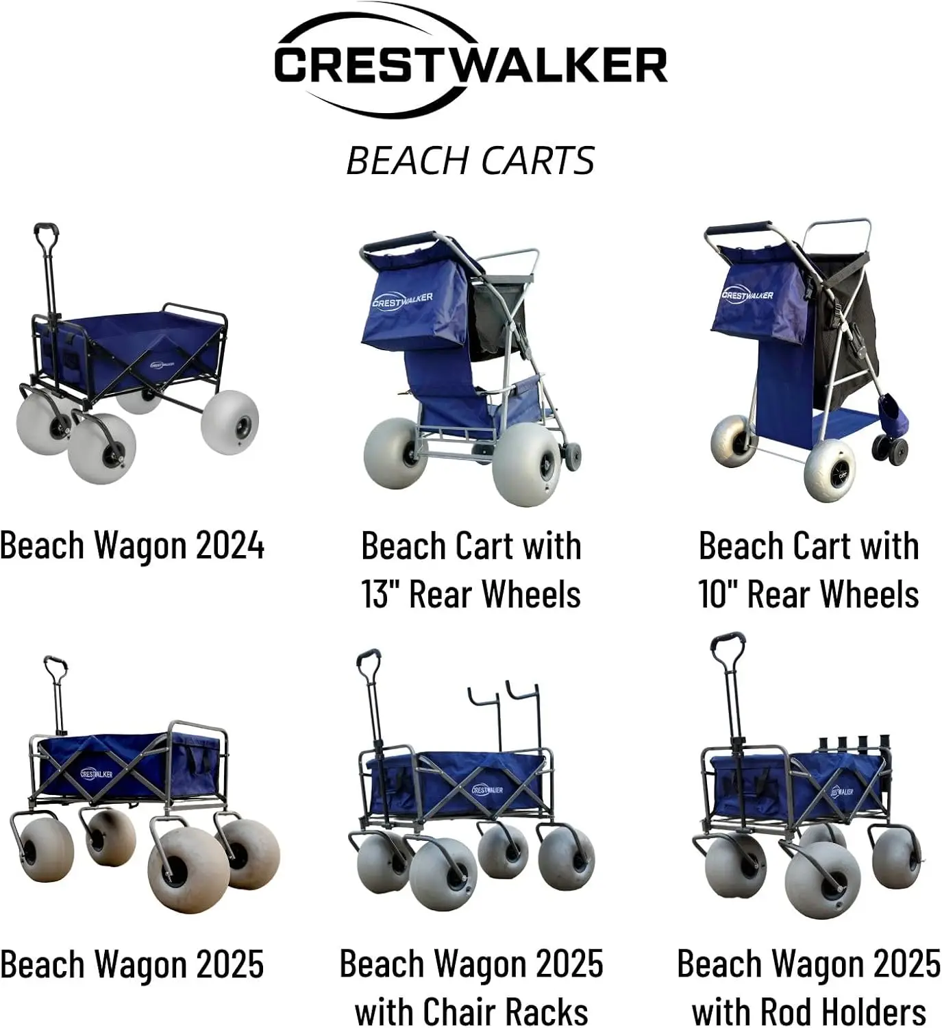 Beach Wagon with 13'' Balloon Wheels, Collapsible Cart with Big Wheels for Sand (Pump Included)