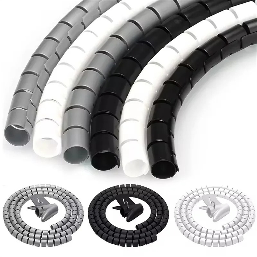 Protector de Cable en espiral Flexible Universal, organizador de cables de datos, Cable de ordenador, Clip de tubo Protector, herramienta de gestión ordenada de escritorio, 2M