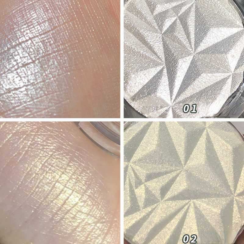 2-Farben-Diamant-Highlighter-Puder-Palette, Glitzer-Gesichtskontur, Aufhellung des Make-ups, Schimmer, ultrakonzentrierte, beleuchtete Kosmetik