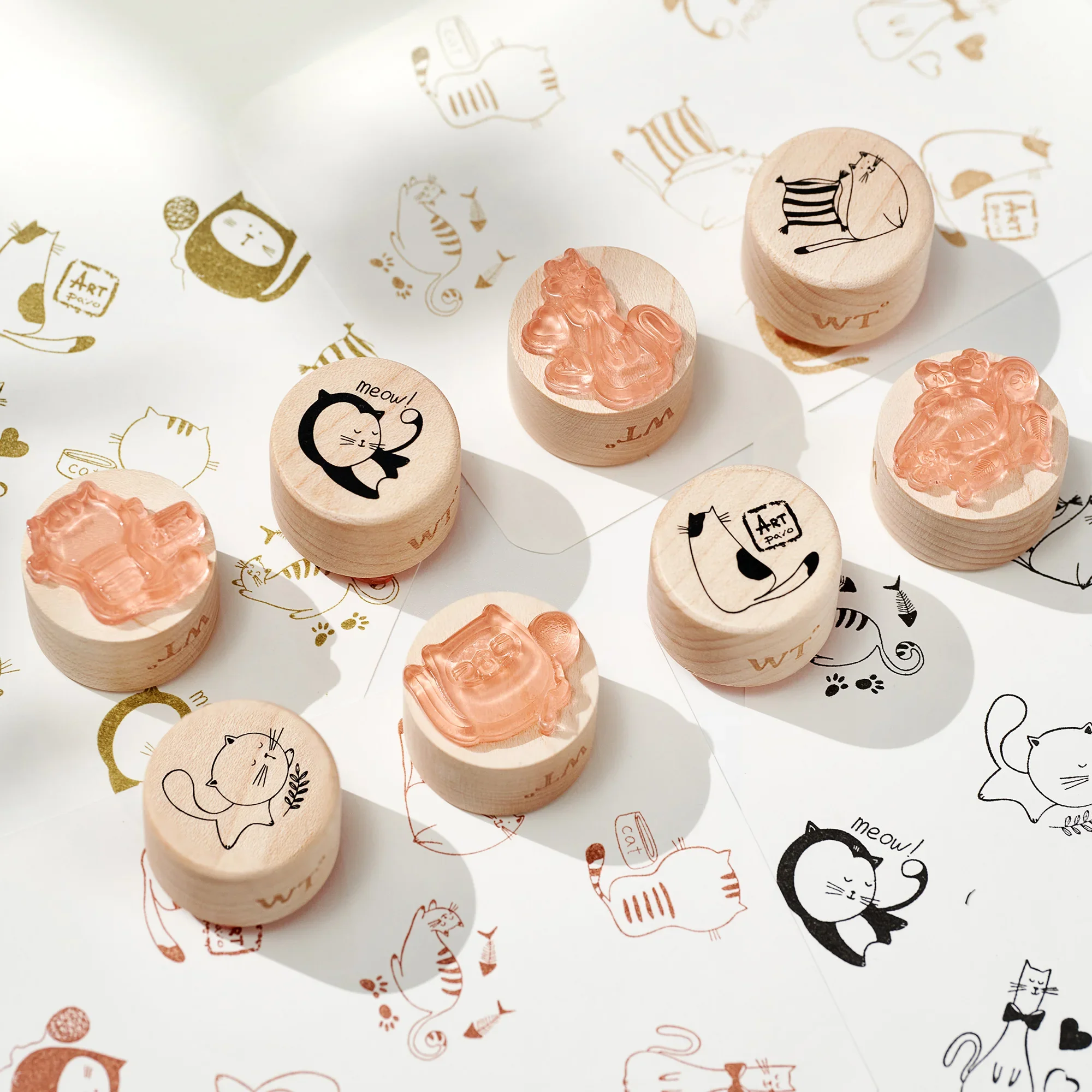 Diy แสตมป์ไม้ยาง Scrapbooking Journal WT Meow ภาษาสะสม, ไม้ซีลธีมแมว Journal Seal ตกแต่งน่ารัก A