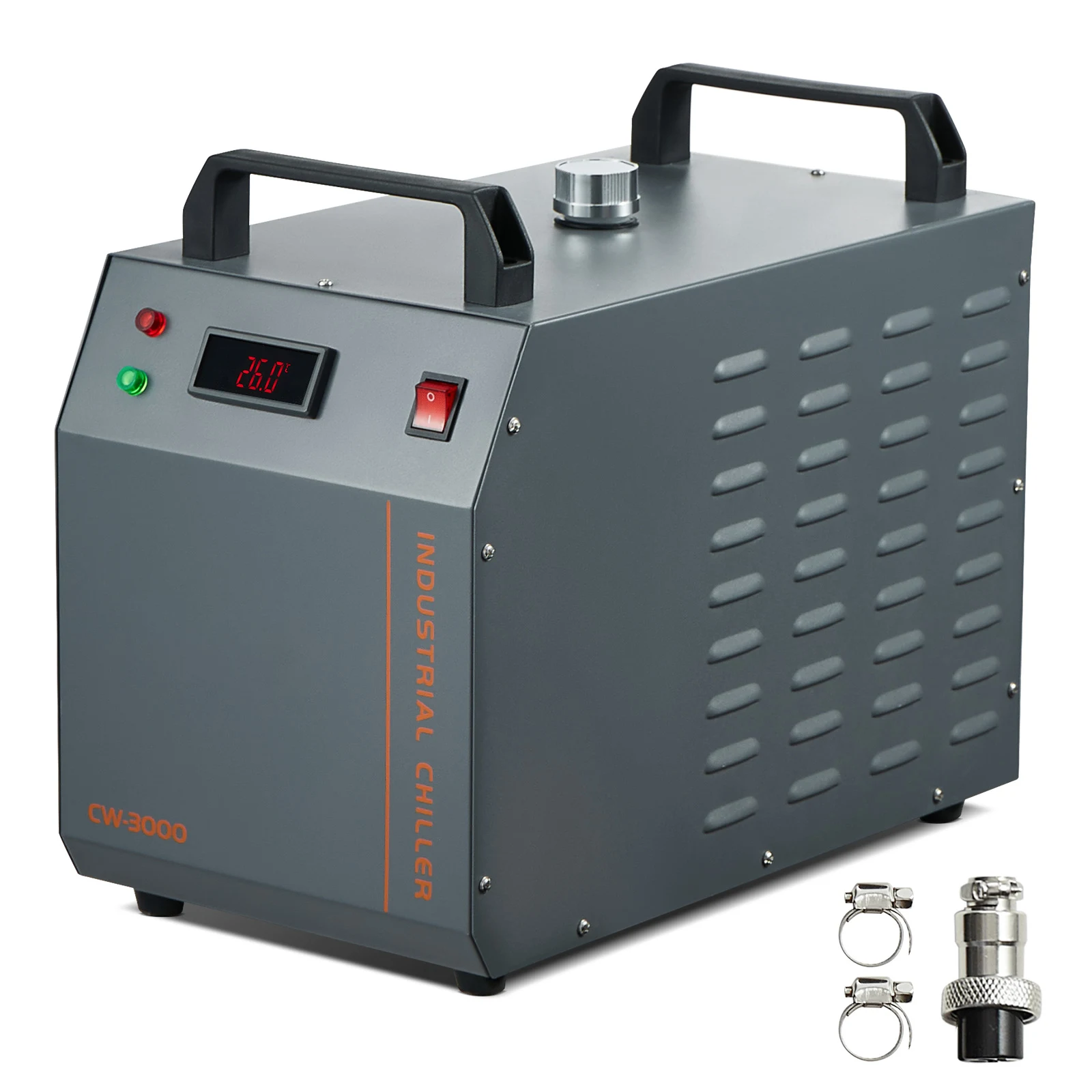 SucceBuy refrigeratore d'acqua industriale CW-3000 80W / CW-3000(Pro) 150W capacità del serbatoio dell'acqua refrigerata ad aria 12L per macchina per incisione laser