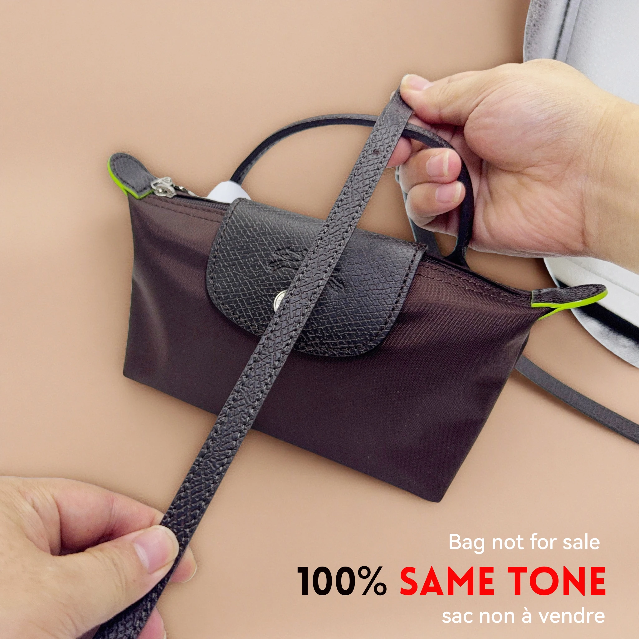 Leather Replacement Crossbody Bag Strap Fit for Longchamp Mocha Terra Mini Shoulder Strap Without Punching Modification