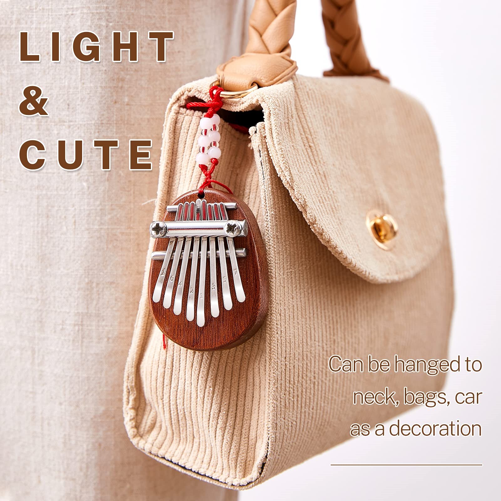 Mini Kalimba Daumenklavier mit 8 Tasten, 1 Packung, Wassertropfen-Stil, niedliches Instrument, tragbar, exquisites Geschenkset für Kinder