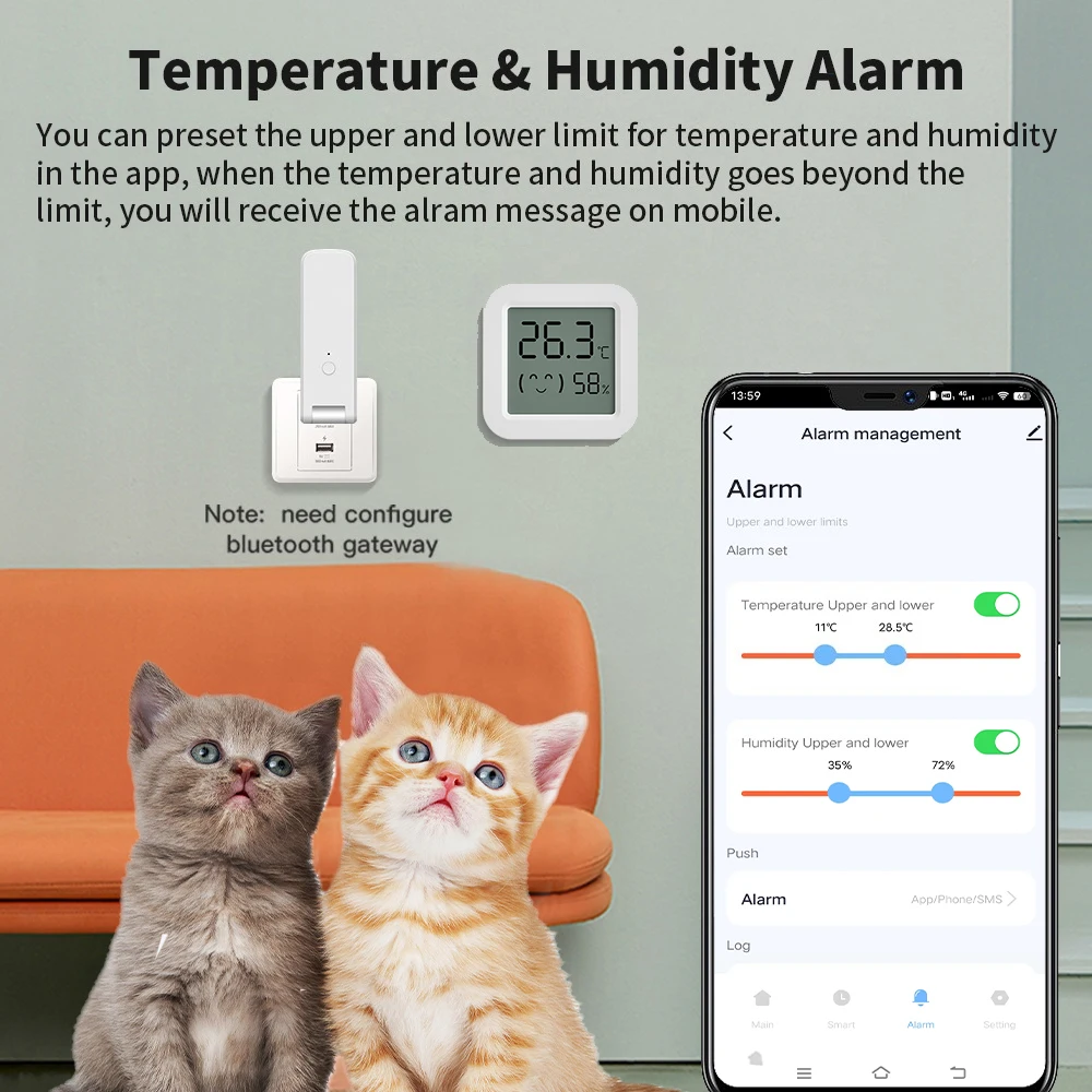 Smart Temperature Humidity Sensor Mini LCD Display Compatible with Bluetooth APP Remote Control Thermometer Hygrometer