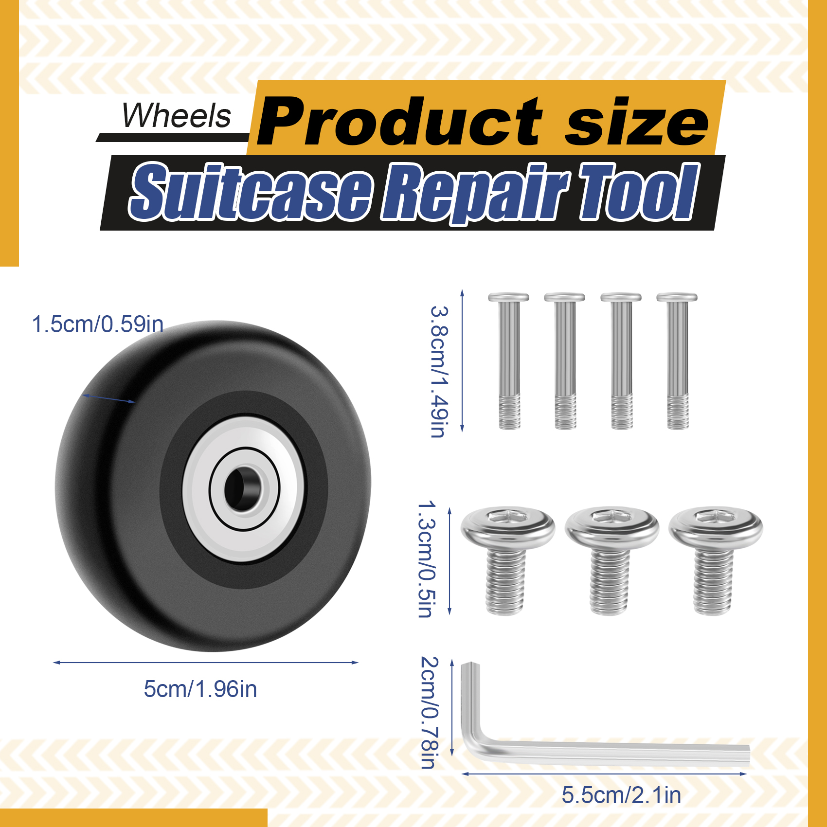 Od 50Mm 4 Sets Bagage Koffer Vervangende Wielen Assen Deluxe Reparatie Tool