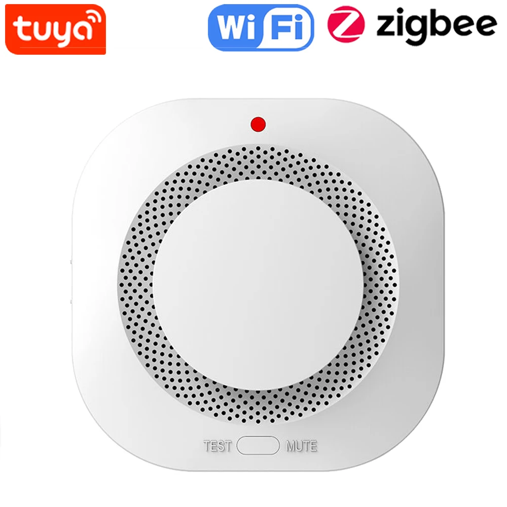 Tuya Smart Zigbee/Wifi rilevatore di fumo Smart Fire Fire Protection allarme di sicurezza domestica allarme sonoro controllo APP