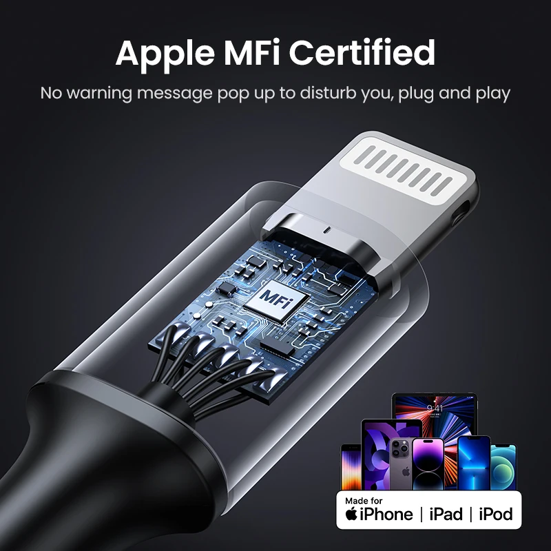 UGREEN-Cable USB tipo C a Lightning para iPhone 14, 13, 12 Pro Max, carga rápida, 20W, PD, iPad