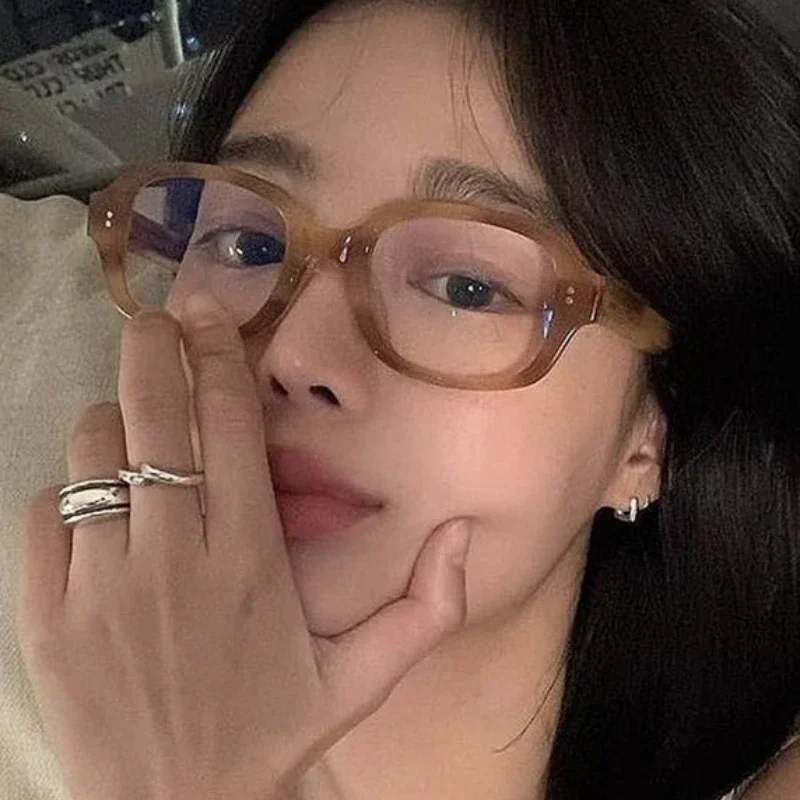 Retro Square Frame Eyeglass Women Red Computer Reading Glasses Clear Blue Light Blocking Eyewears Vintage Decorative Goggles