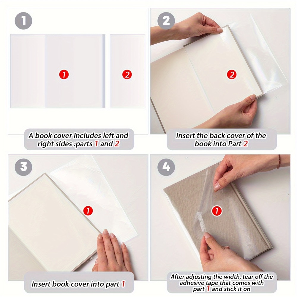 10-Pack Book Covers Clear Ultra-Thin -Anti-Scratch, Fits A4/Letter Sizes, for Textbooks/Notebooks - School Supplies/Home/Office