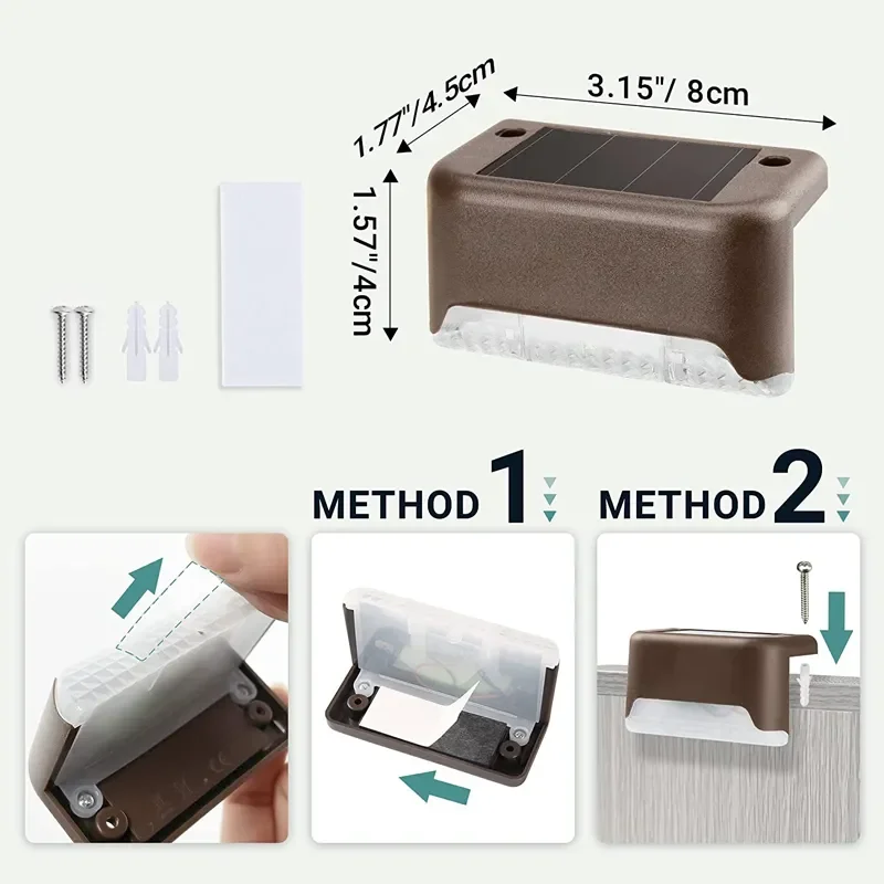 따뜻한 흰색 LED 태양 단계 램프 경로 계단 야외 정원 조명 파티오 계단 울타리 빛에 대 한 방수 발코니 조명 장식