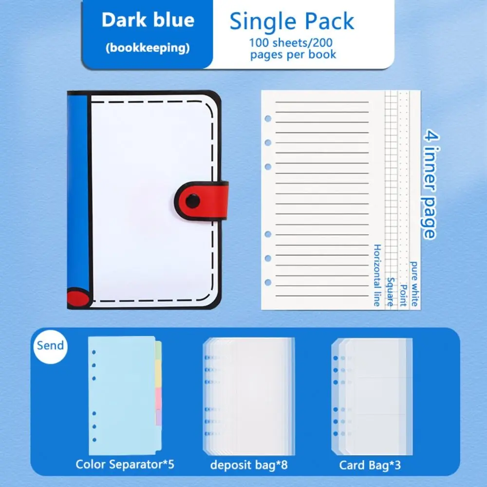 Funny A6 PU Leather Notebook 100Sheets Notepad Loose Leaf Notebook Stationery Patchwork Accounting Book Journal Diary