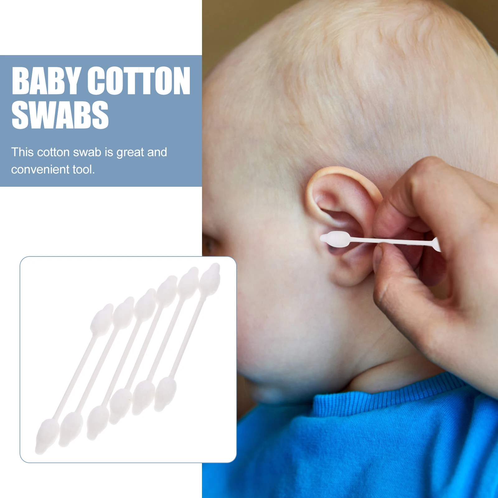56pcs Cotton Swabs For Care Double Head Gourd Shape Ear Cleaning Buds Sticks Kids Nose Wound Beauty Manicure Makeup