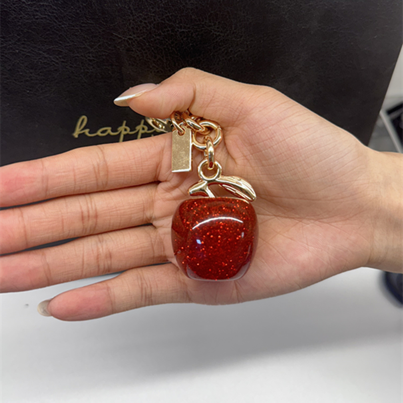 For Coach Handbag Shoulder Bag Red Crystal Cherry Pendant Decoration Exquisite Keychain Attachment Part