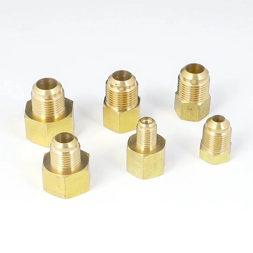 45 graus sae-padrão 1/4 "3/8" 1/2 "3/4" flare fêmea para macho reduzindo encaixe redutor conector de tubo de bronze adaptador air Condi