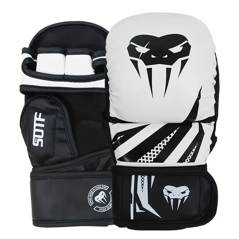 Guantes de boxeo profesionales MMA de medio dedo, guantes de entrenamiento de artes marciales mixtas de lucha libre Sanda engrosados