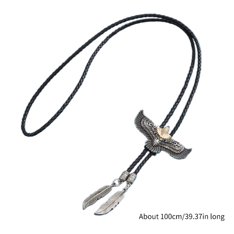 Gravata bolo americana masculina feminina, gravata metal com águia voadora, corda couro, colar ocidental com pingente