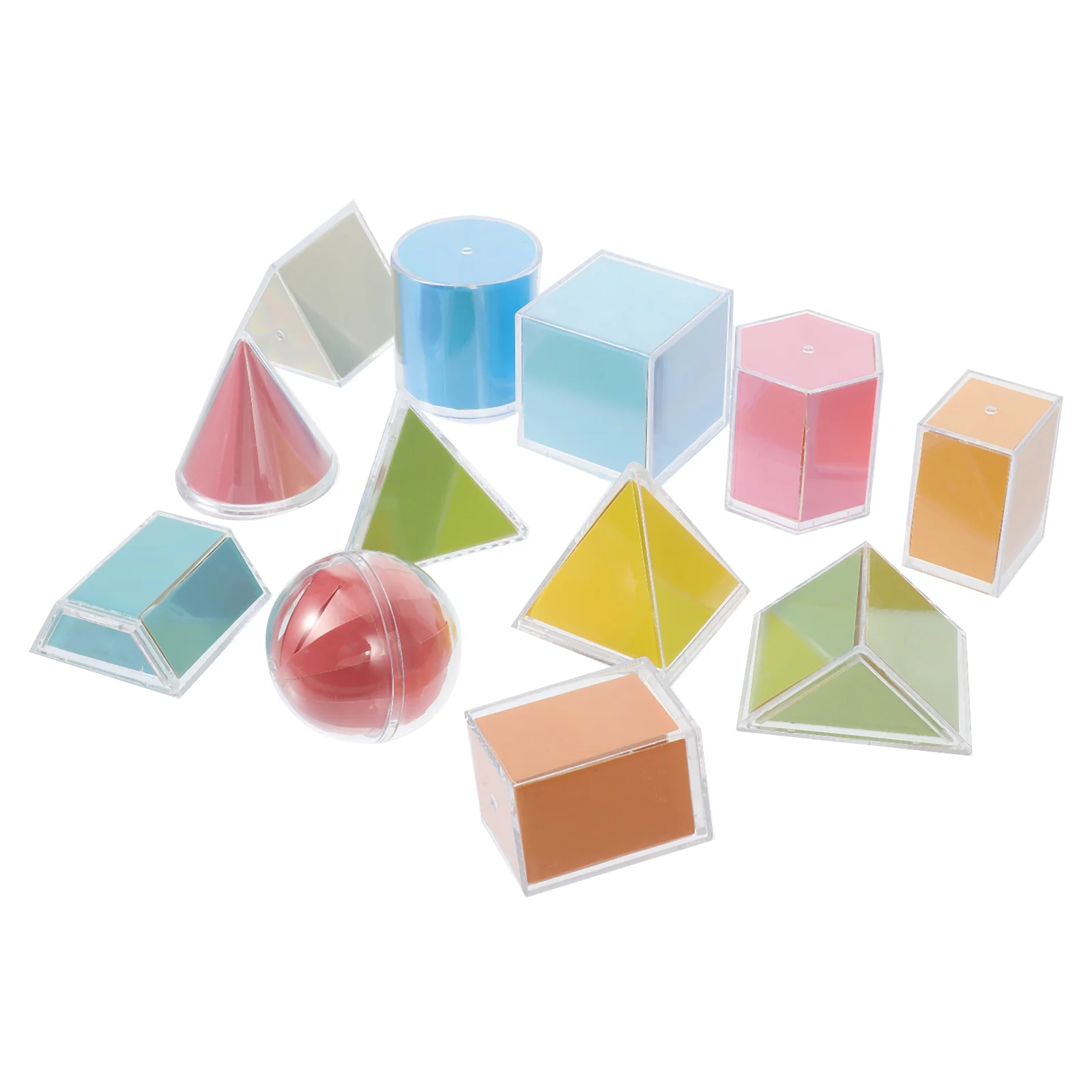 12Pcs Geometric Solids Set Perspective Geometry Model For Educational Blocks Toy Ruler Drafting Supplies Math Manipulatives