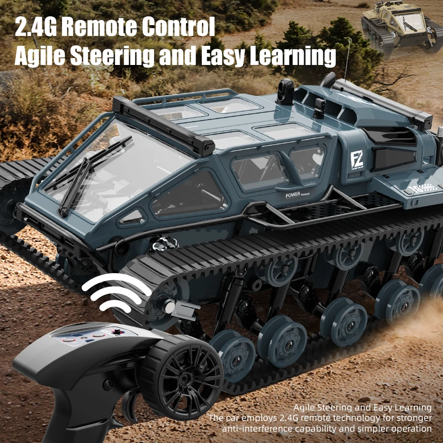 JJRC C8812 ไฟ LED Full Scale Tracked ถังจําลองของเล่น RC รถ Drift รีโมทคอนโทรล Off-Road รถเด็กของขวัญ