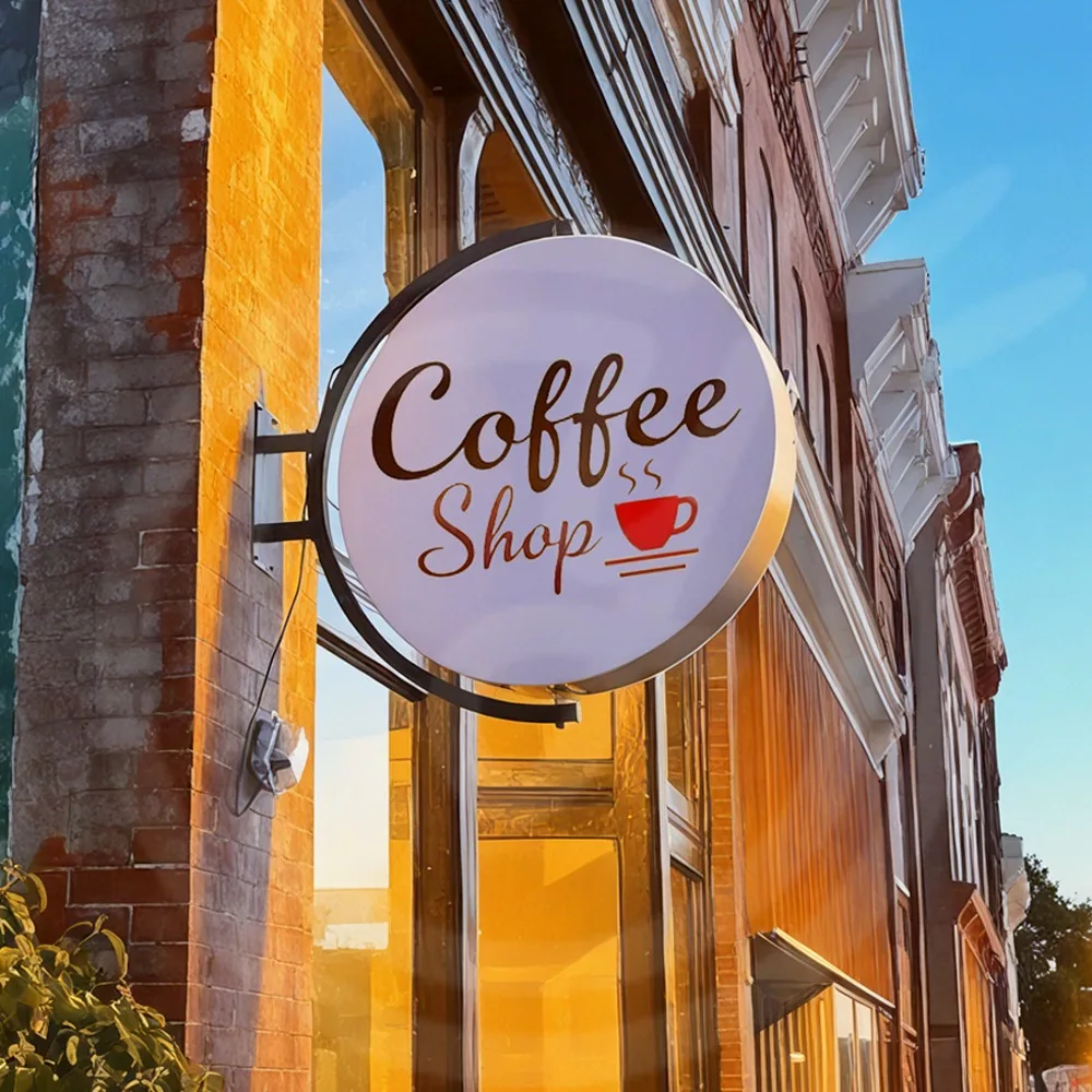 Custom 360 Rotating Light Box Acrylic LED for Storefronts Double Sided Round Box Outdoor Waterproof Hanging Sign
