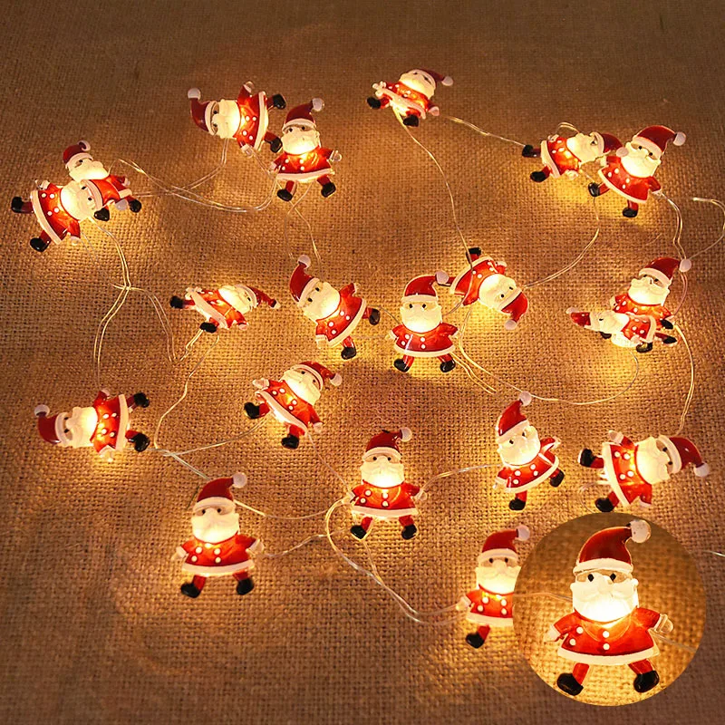 2M 20LED Santa Claus Snowflake LED Light String ตกแต่งคริสต์มาสสําหรับ Home Xmas Tree เครื่องประดับ 2024 Navidad เด็กของขวัญใหม่ปี