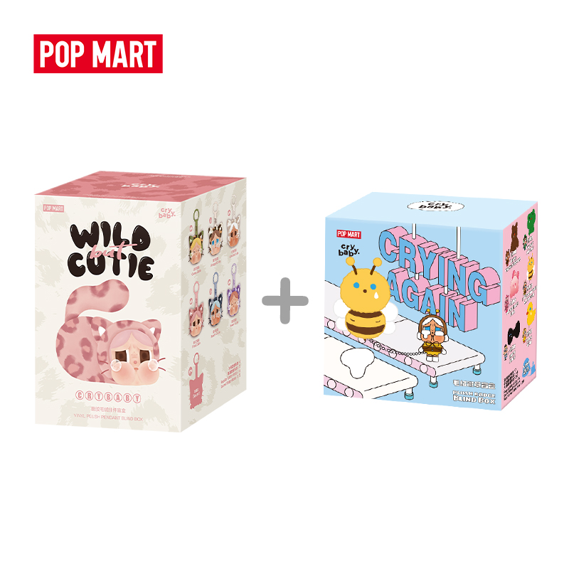 【Комбо】POP MART CRYBABY Wild, но Cutie Series, плюшевая подвеска, слепая коробка с CRYBABY Crying Again Series, плюшевый значок, слепая коробка