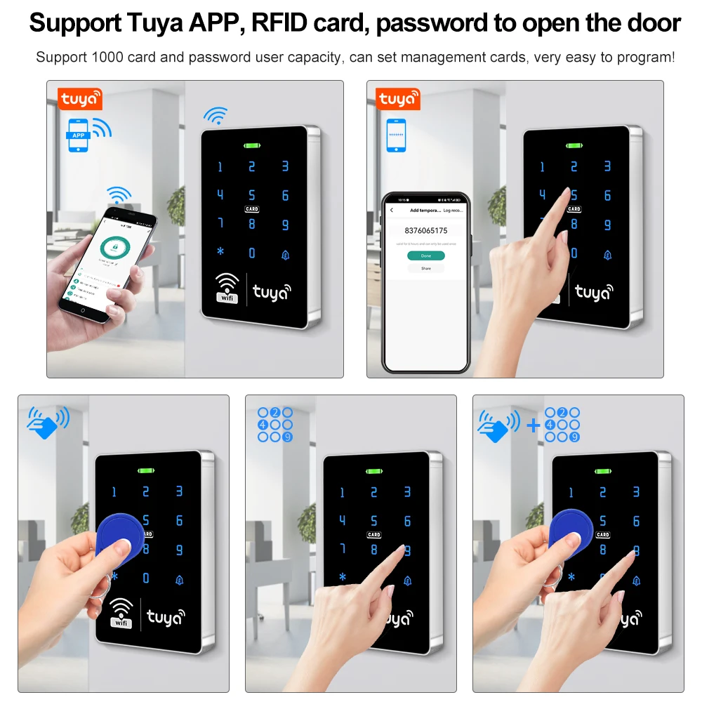 5YOA Wifi Tuya Door Access Control System Set Waterproof RFID Keypad Controller APP Remote Unlock Electric Magnetic Strike Locks