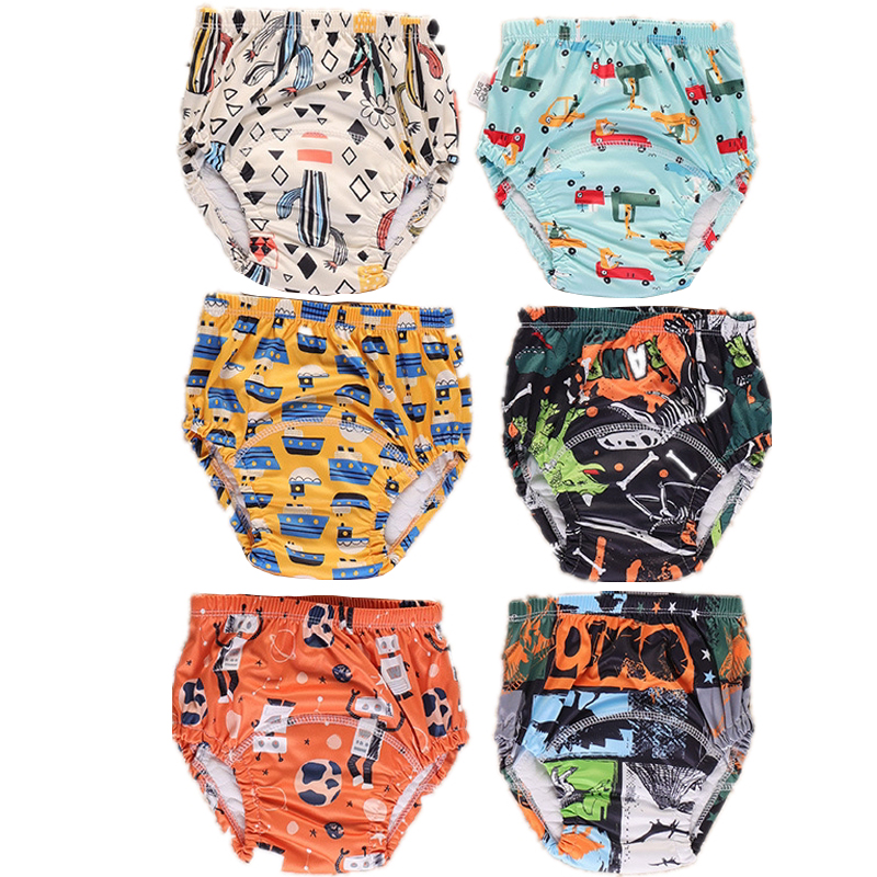 Bebê curto dos desenhos animados fralda de treinamento calça algodão oceano tubarão dinossauro legumes gaze fralda aprendizagem calça à prova dwaterproof água presente