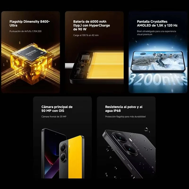 POCO X7 Pro 8GB/256GB 12GB/256GB 12GB/512GB NFC zonder EU-oplader Global Version Mobiele telefoon