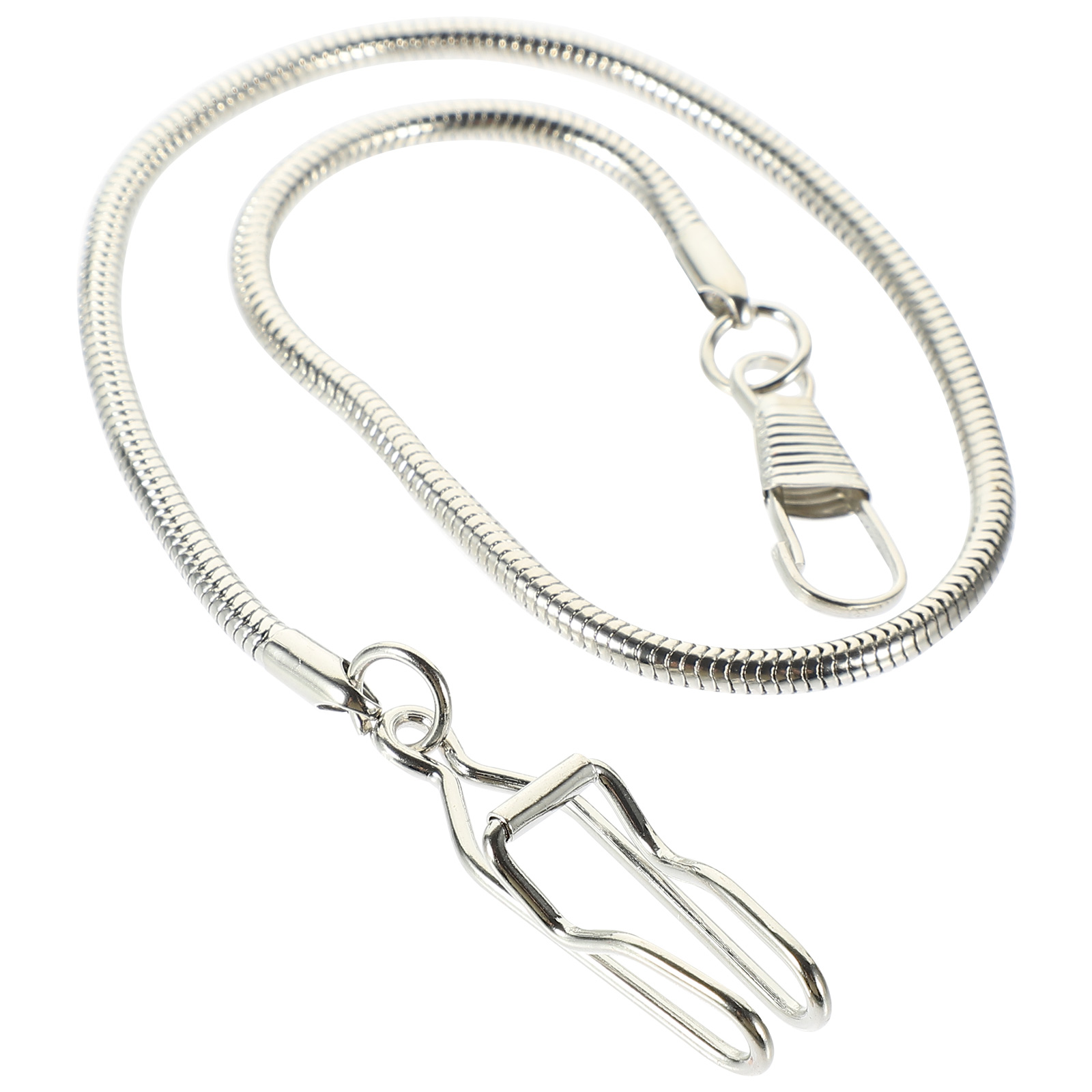 Reloj de bolsillo con cadena de acero inoxidable para hombre, accesorios de aleación con Clip, Retro