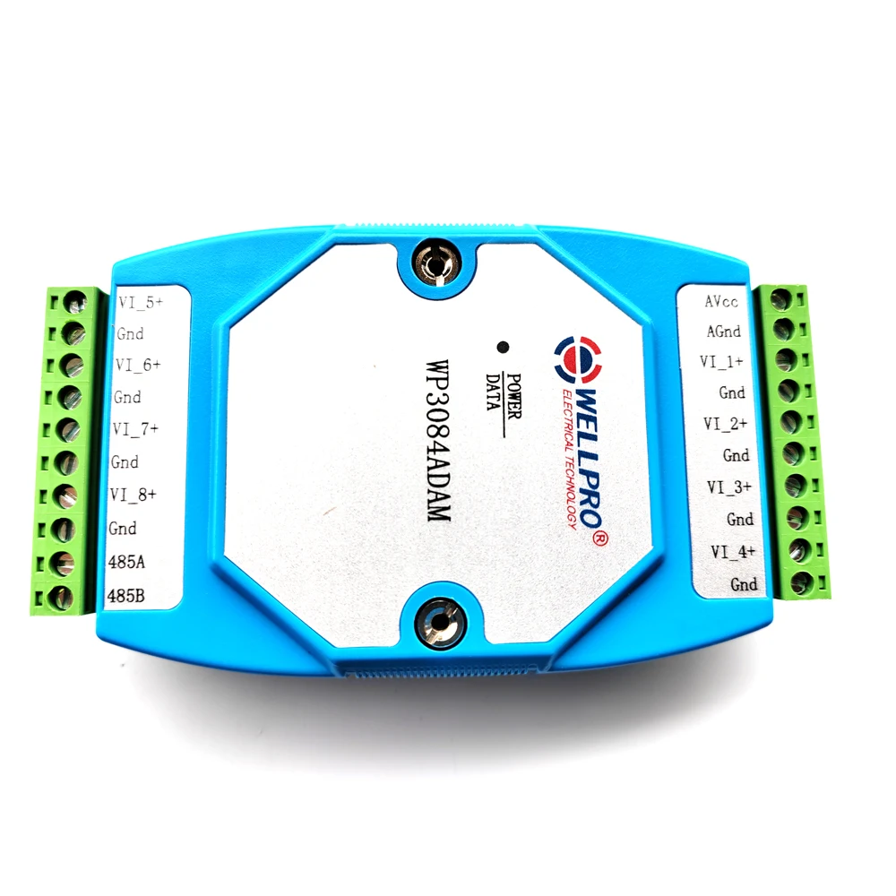 WP3084ADAM 8VI 0-10V Analoge Ingangsspanning Acquisitie Module RS485 Modbus Rtu Communicatie Wellpro