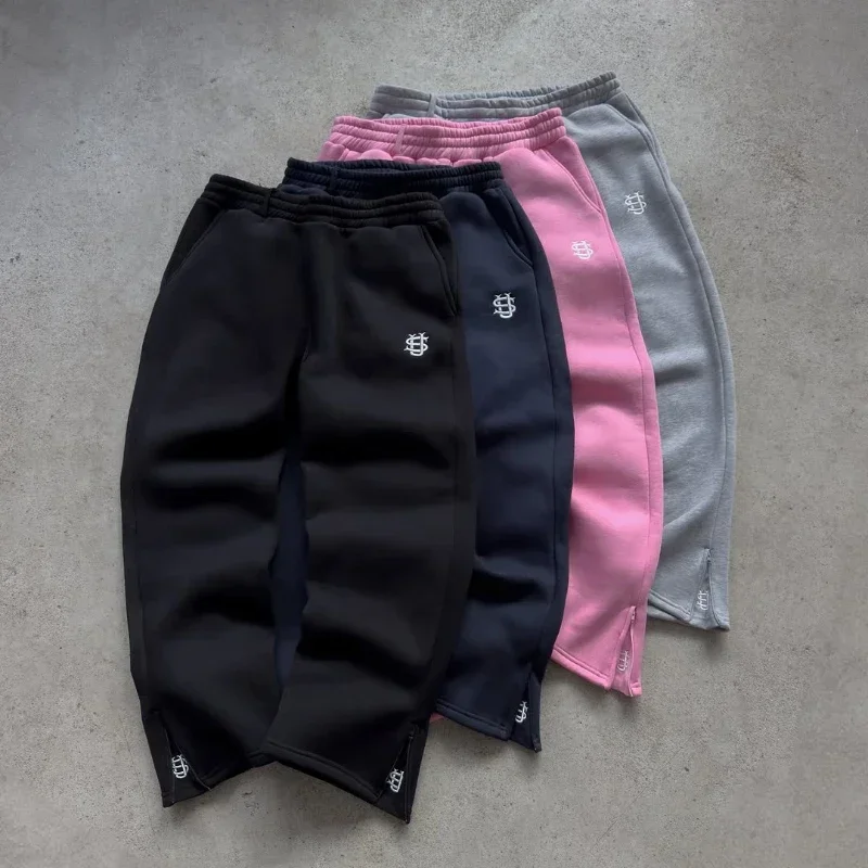 Stickerei Streetwear Männer Kleidung Mode Hip Hop Männer Hosen Jogginghose Lose Beiläufige Y2K Zipper Hüfte Jogger Männer Hosen