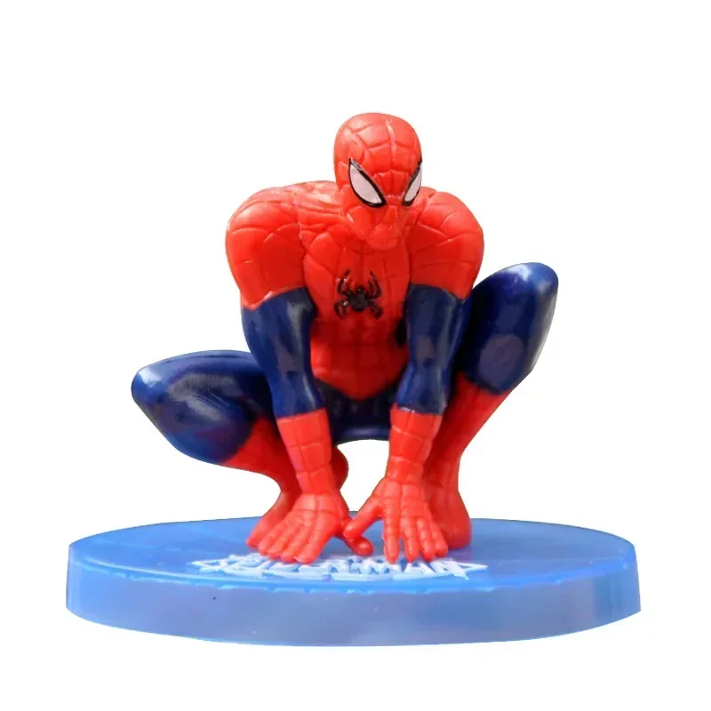 7 ピース/セットディズニースパイダーマンアクションフィギュアモデルおもちゃアニメアベンジャーズスパイダーマンコレクションケーキ装飾おもちゃ子供のためのギフト 8-10 センチメートル