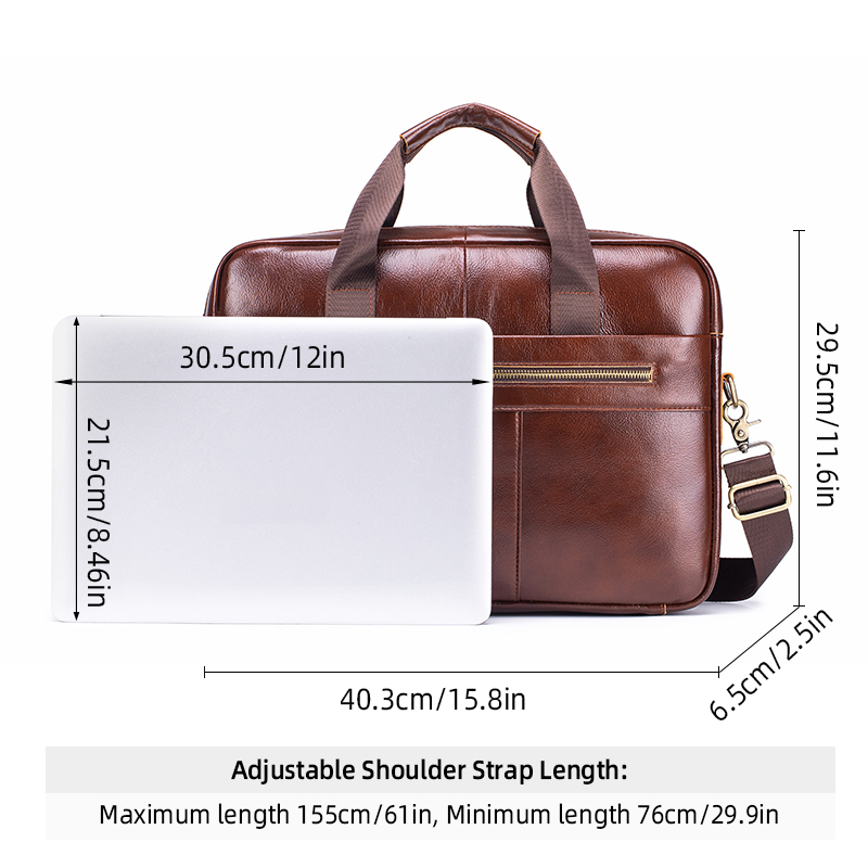 SCHLATUM Genuine Leather Briefcase for Men Large Capacity Laptop Bag's Men's Office Business Handbag