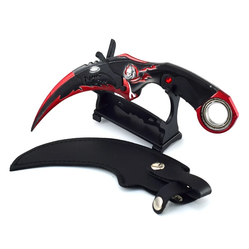 18cm Dragon Karambit Rotatable Alloy Craft Model Dark Moon Double Thorn Claw Knife Golden Dragon weapons Training Knives Toy Boy