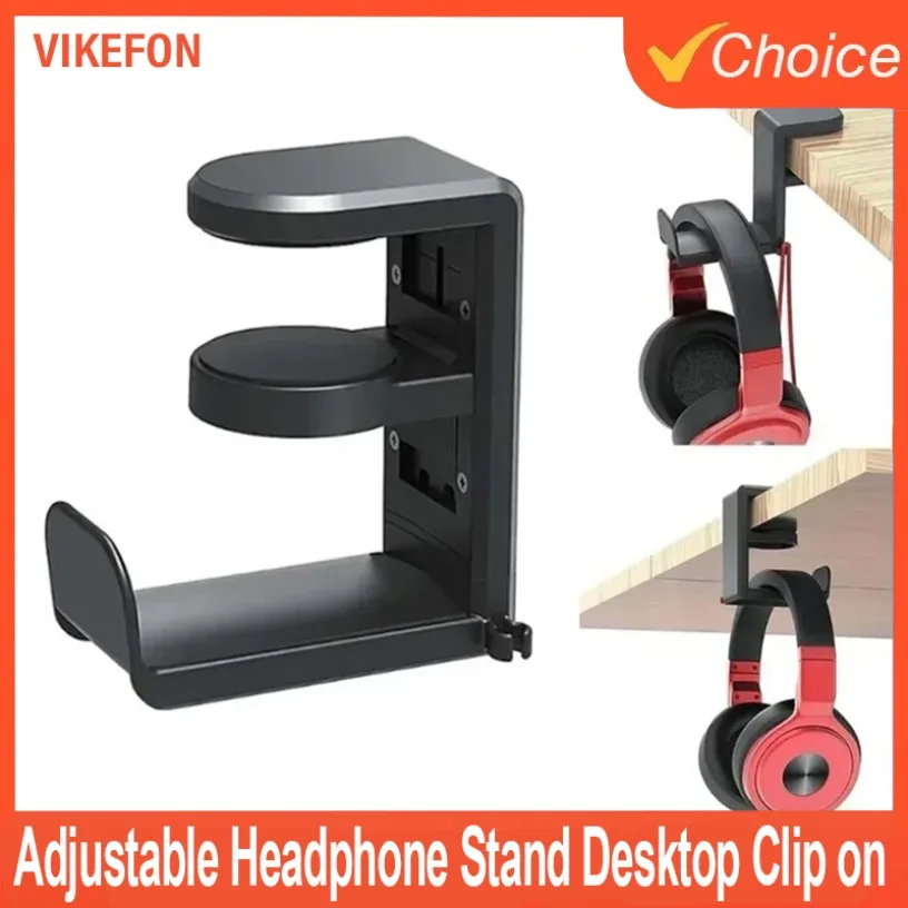 360 °   Supporto per cuffie da gioco con clip da tavolo girevole e regolabile e gancio da tavolo Gancio per clip da tavolo non perforato Clip da tavolo