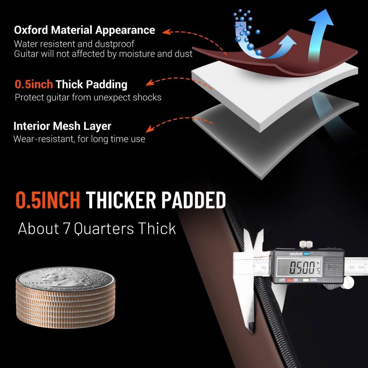 Miwayer-Oxford Nylon guitarra acústica saco impermeável, saco de nylon espessado, alças duplas, algodão acolchoado caso, Gig mochila, 41"