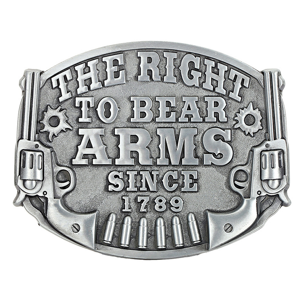 Cheapify ドロップシッピング オーバル The Right To Bear Arms アメリカン ヒーロー メタル メンズ ベルト バックル 40 ミリメートル