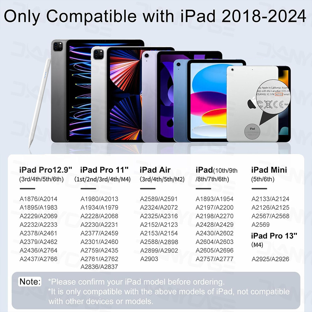 สําหรับ iPad ดินสอ Stylus 2024 iPad Air 11 Air 13 M2 Pro 13 11 M4 5/6/7/8/9/10th Gen Air 3/4/5 Mini 5 6 พร้อมการปฏิเสธฝ่ามือ