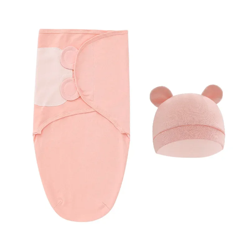 Manta envolvente para bebé de algodón orgánico 100%, conjunto de gorro envolvente para bebé, manta ajustable para recién nacido, manta para bebé de 0 a 3 meses