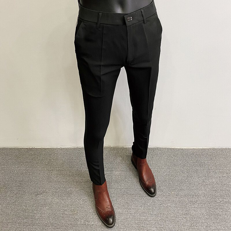 Męskie spodnie garniturowe Spodnie formalne Pantalone Hombre Stretch Slim Solid Color Casual Dress Full Length Pants Fashion New Men Clothing