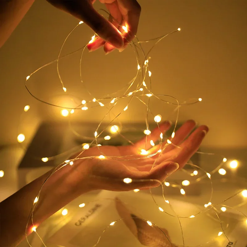ไฟ LED Fairy ปุ่มแบตเตอรี่ Light String คริสต์มาสงานแต่งงานปีใหม่ห้องนอนห้องนั่งเล่นตกแต่งสวน Garland