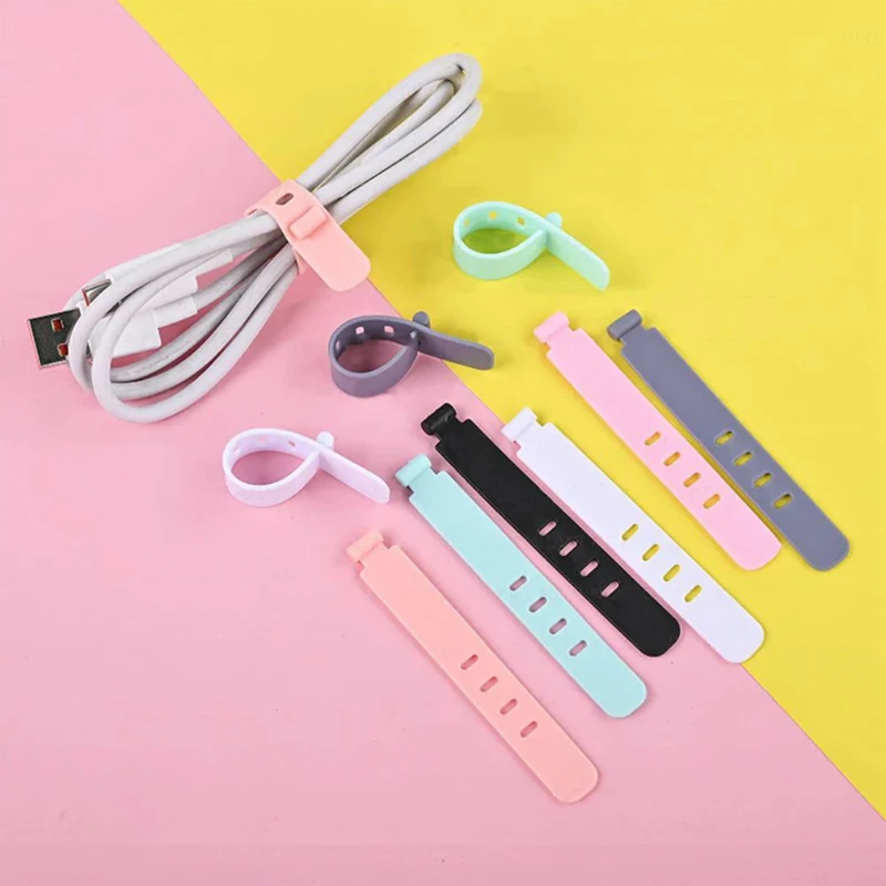 20Pcs Cable Organizer Ties Clip Charger Cord Management Silicone Wire Manager Mouse Earphone Holder Data Line Winder Straps