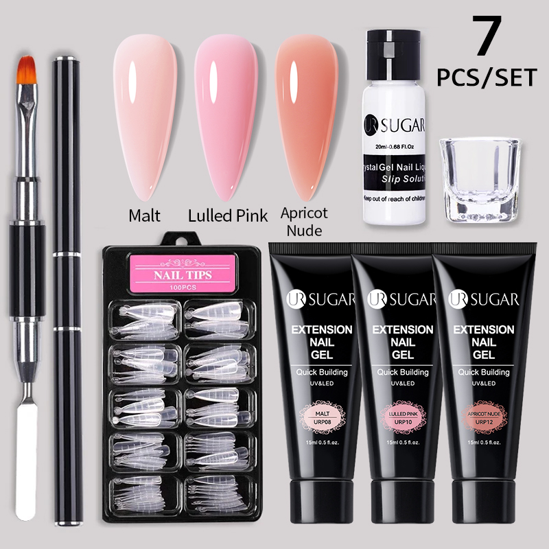 UR SUGAR-Juego de Gel de extensión para uñas, Kit completo de manicura, acrílico de cristal, extensión rápida de uñas, herramientas para construcción de yemas de los dedos, 15ml