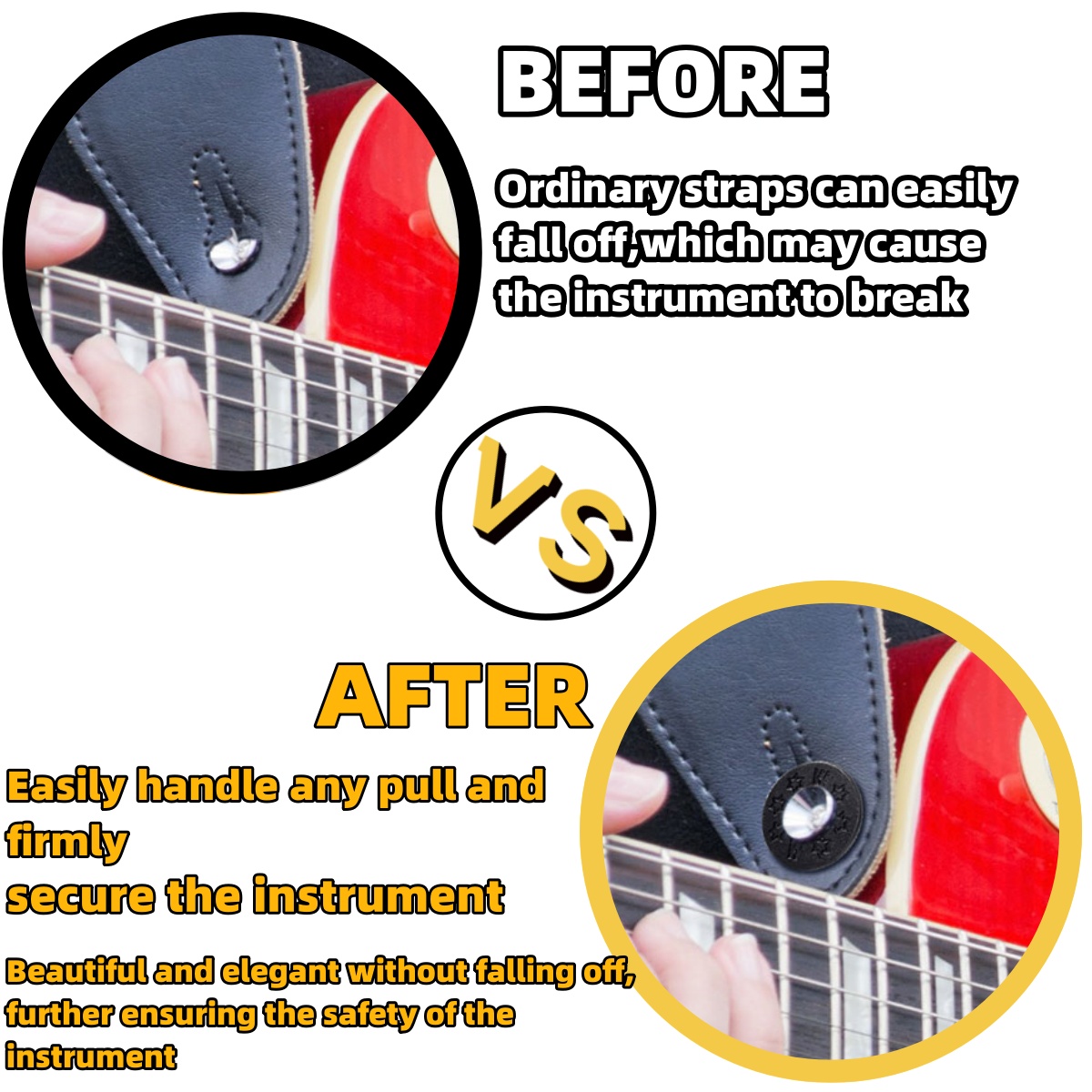 Bloques de bloqueo de correa de guitarra, Material de goma, Protector de bloqueo de seguridad para bajo, ukelele, accesorios de guitarra clásica acústica, 10/20/30 Uds.