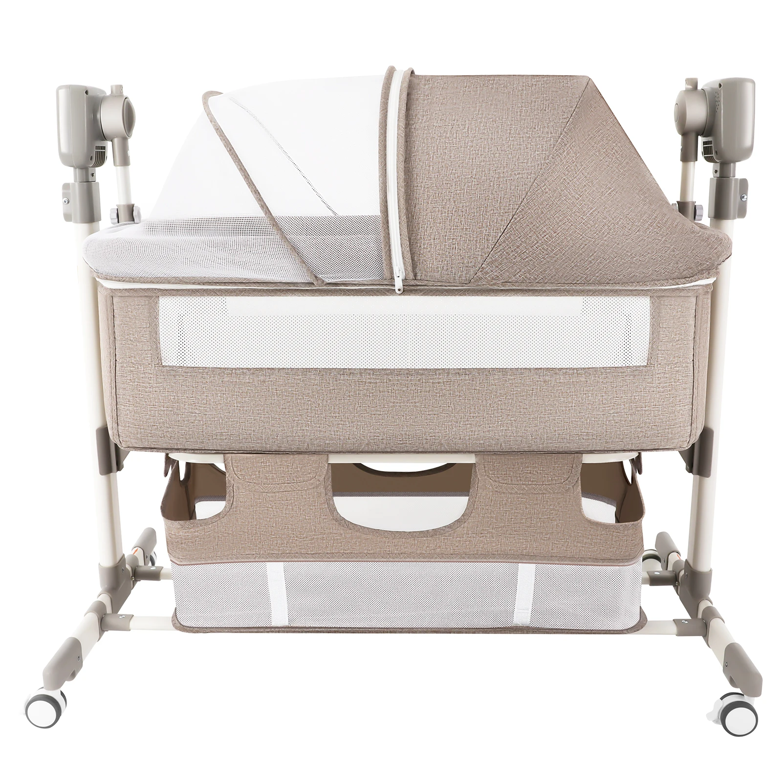 Portable Baby Bed Height Adjustable Bedside Sleeper Music Play Automatic Cradle with Timing Function & 5-Speed