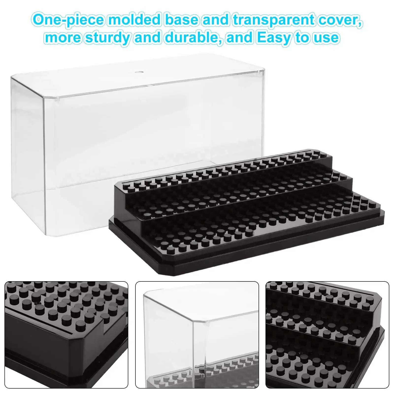 Clear Building Blocks กล่องตู้โชว์บล็อกของเล่นโปร่งใสกันฝุ่นจอแสดงผล Stackable Square Storage กล่อง Organizer