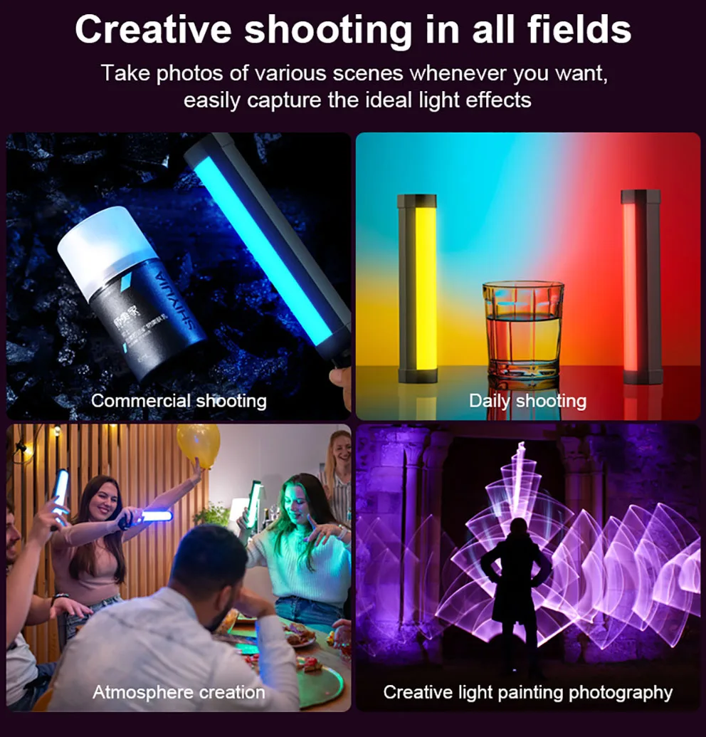 LUXCEO V8 Portable RGB vidéo lumière Gamer lampe 2000mAh Photo vidéo prise de vue Selfie éclairage lumières de remplissage pour Vlog/YouTube